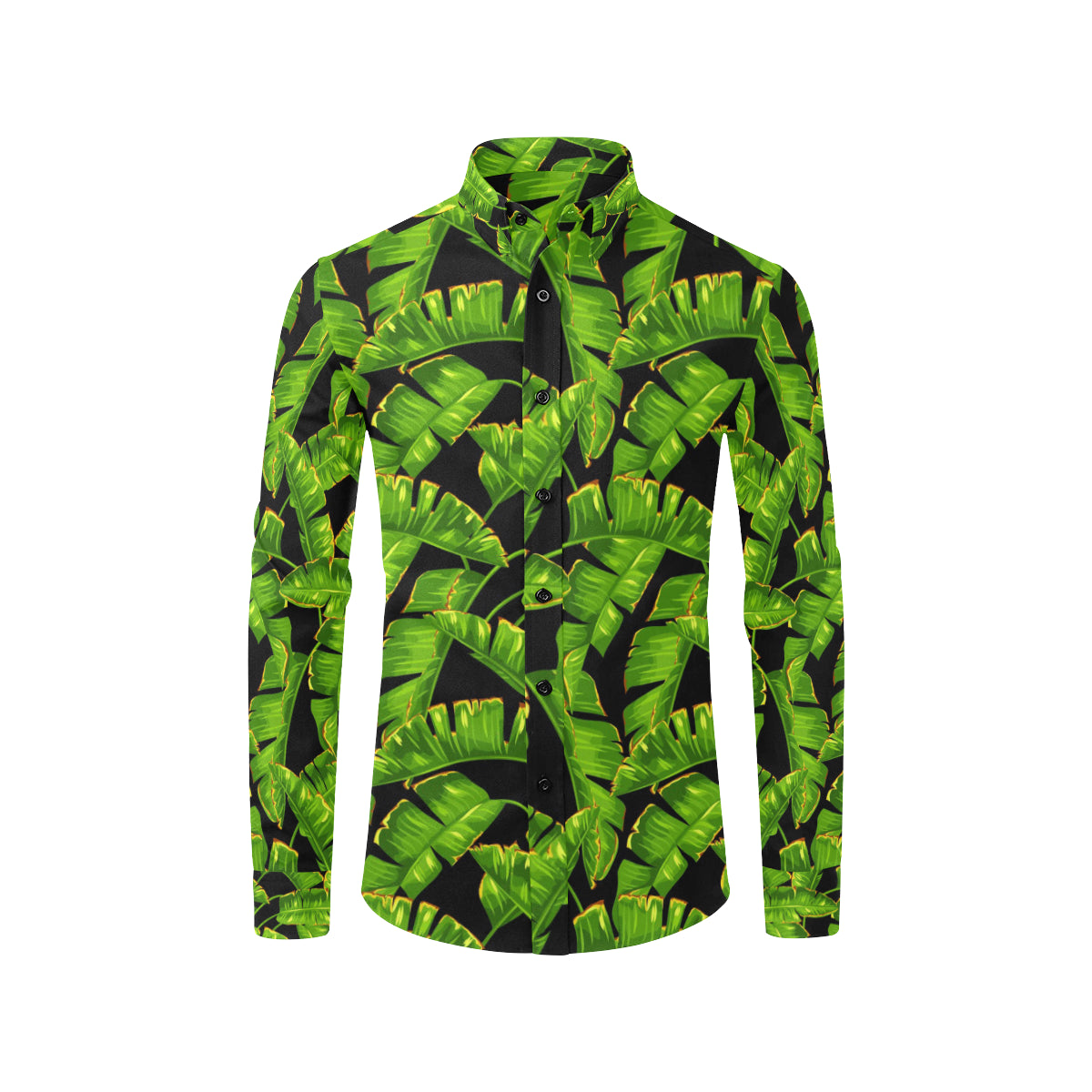 Banana Leaf Pattern Print Design BL06 Men's Long Sleeve Shirt