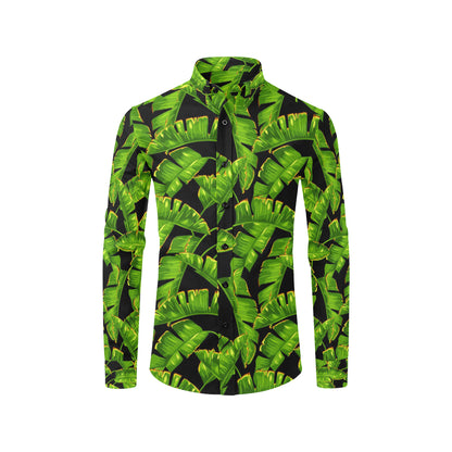 Banana Leaf Pattern Print Design BL06 Men's Long Sleeve Shirt