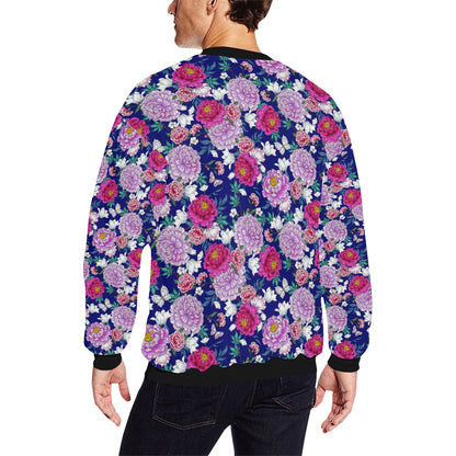 Dahlia Pattern Print Design DH013 Men Long Sleeve Sweatshirt