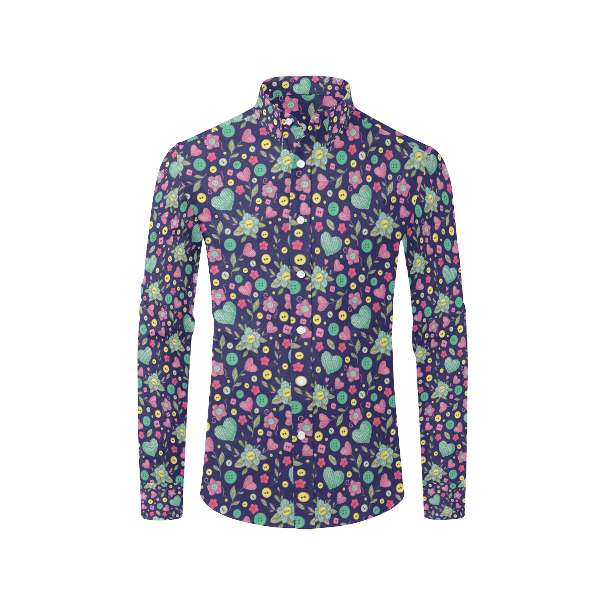 Crochet Pattern Print Design 02 Men's Long Sleeve Shirt