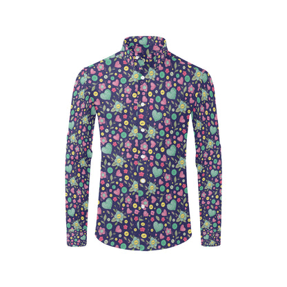 Crochet Pattern Print Design 02 Men's Long Sleeve Shirt