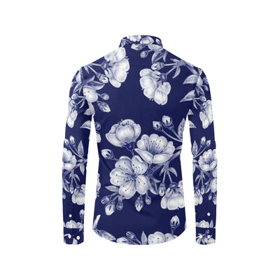 Cherry Blossom Pattern Print Design CB01 Men's Long Sleeve Shirt