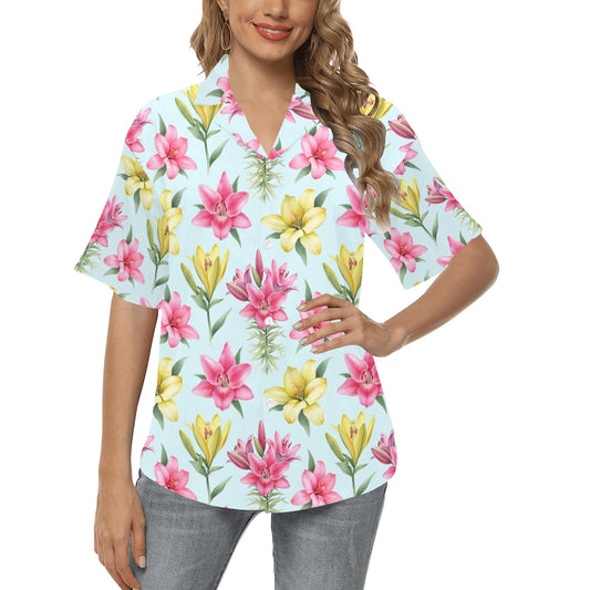 Lily Pattern Print Design LY010 Women's Hawaiian Shirt