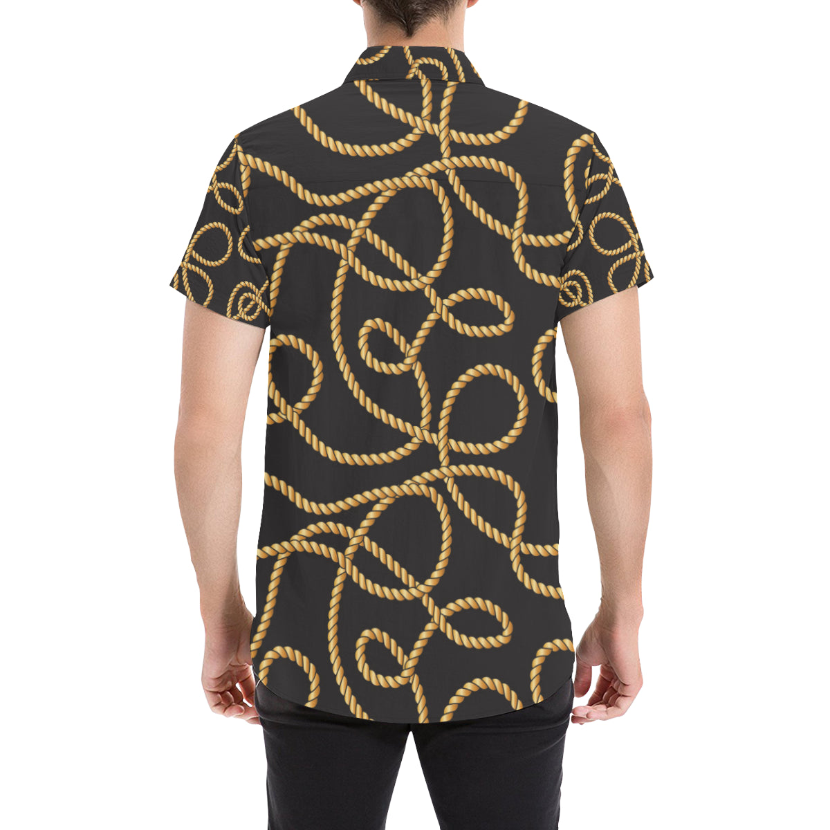 Rope Pattern Print Design A04 Men's Short Sleeve Button Up Shirt
