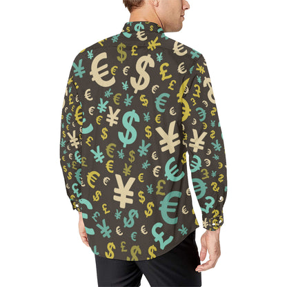 Money Pattern Print Design 01 Men's Long Sleeve Shirt