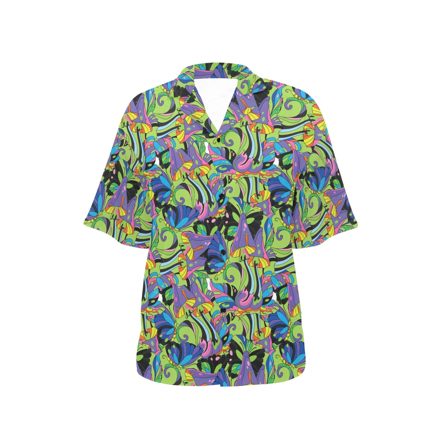 Psychedelic Trippy Mushroom Themed Women's Hawaiian Shirt