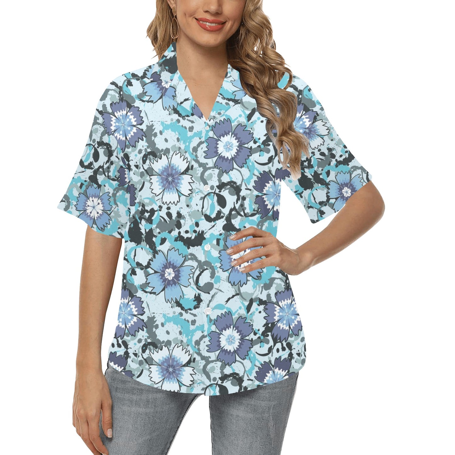 Carnations Pattern Print Design CN04 Women's Hawaiian Shirt