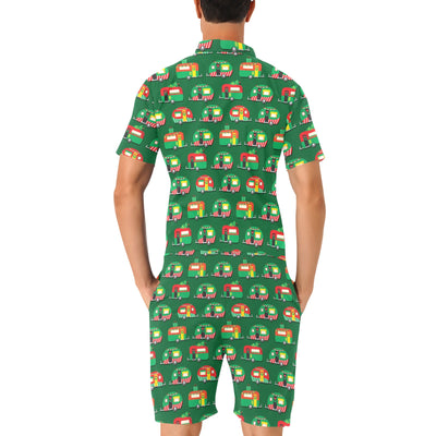 Camper Camping Christmas Themed Print Men's Romper