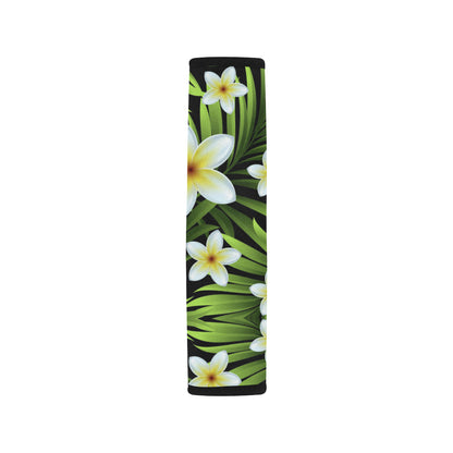 White Plumeria Pattern Print Design PM06 Car Seat Belt Cover