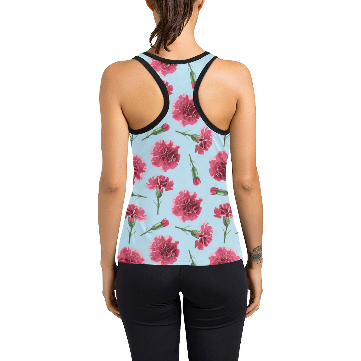 Carnations Pattern Print Design CN01 Women's Racerback Tank Top