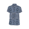 Leopard Blue Skin Print Men's Short Sleeve Button Up Shirt