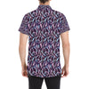 Peace Sign Feather Design Print Men's Short Sleeve Button Up Shirt