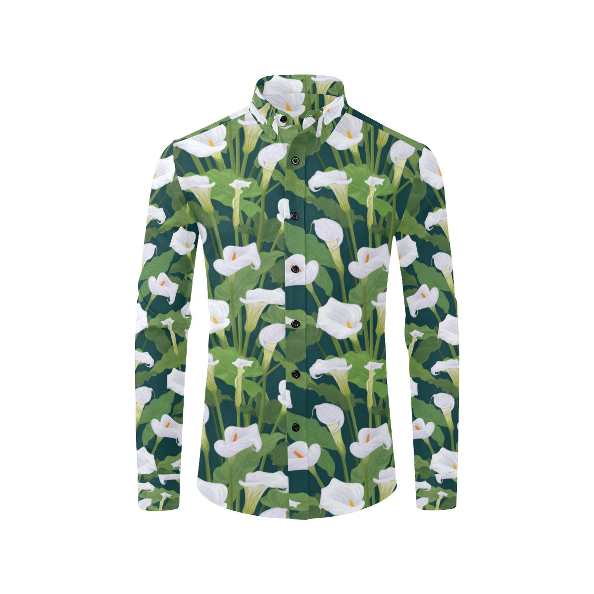 Lily Pattern Print Design 04 Men's Long Sleeve Shirt