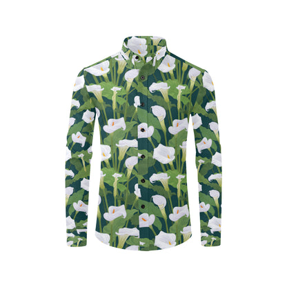 Lily Pattern Print Design 04 Men's Long Sleeve Shirt
