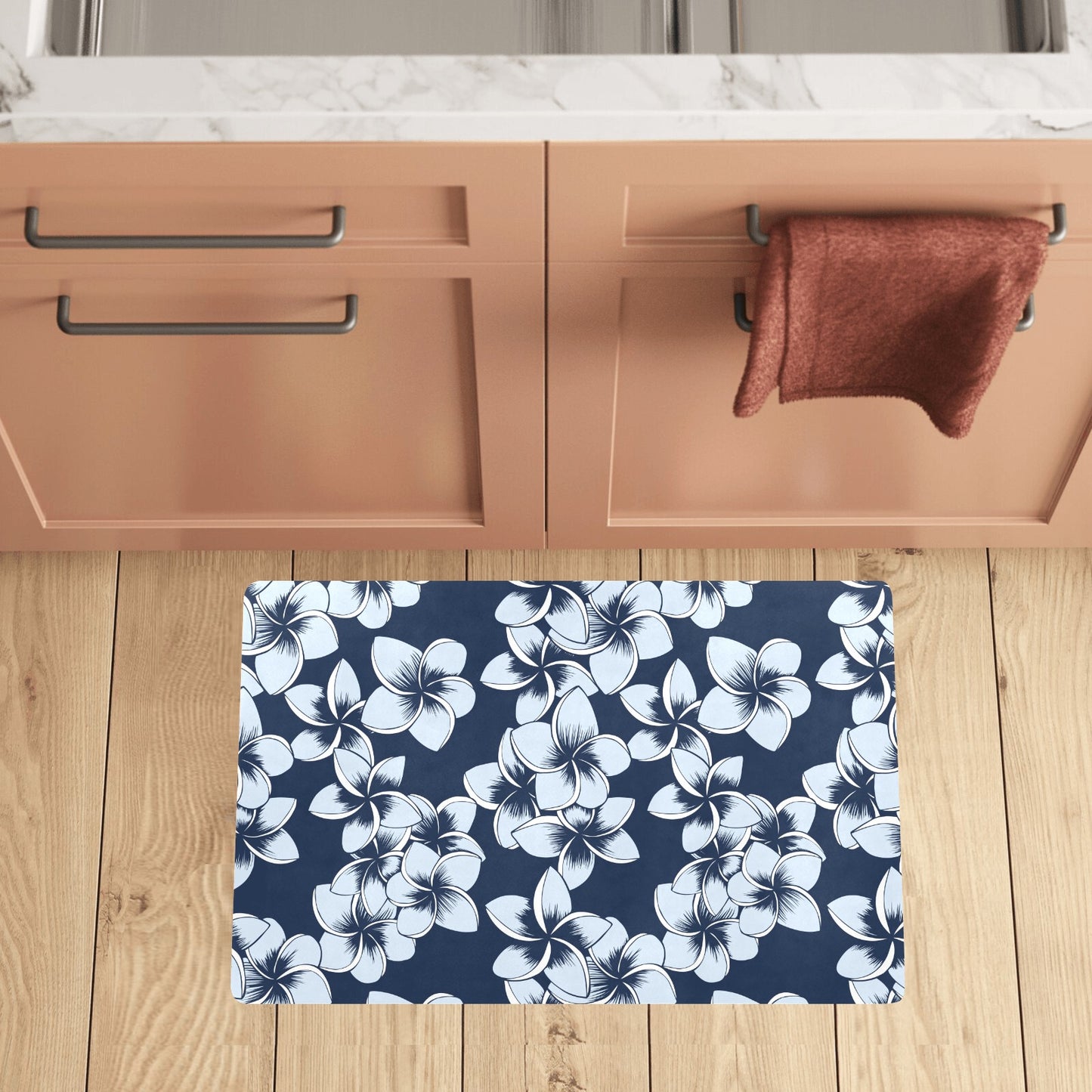 Plumeria Pattern Print Design A02 Kitchen Mat