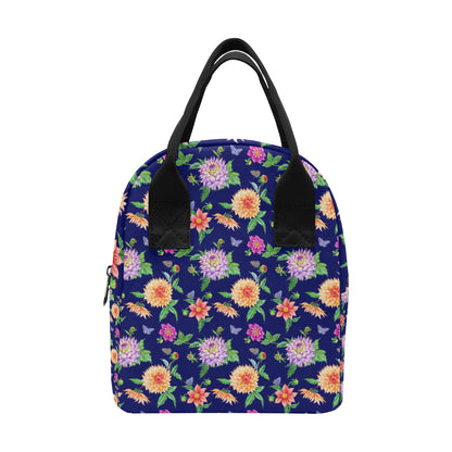Dahlia Pattern Print Design DH010 Insulated Lunch Bag