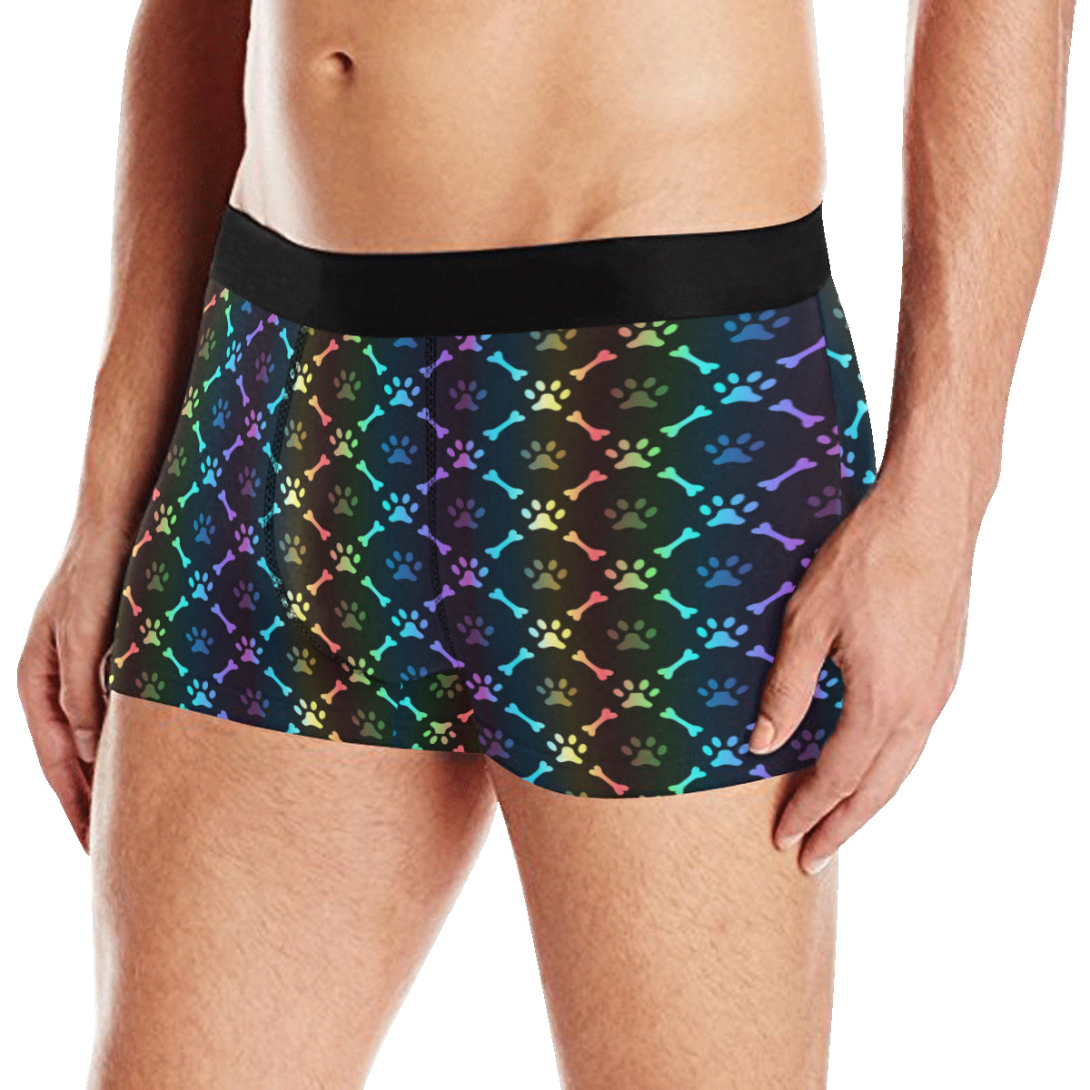 Paw Rainbow Pattern Print Design A01 Men's Boxer Briefs