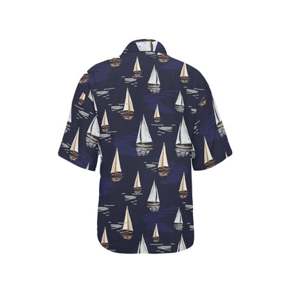 Sailing Ships Pattern Print Design A05 Women's Hawaiian Shirt