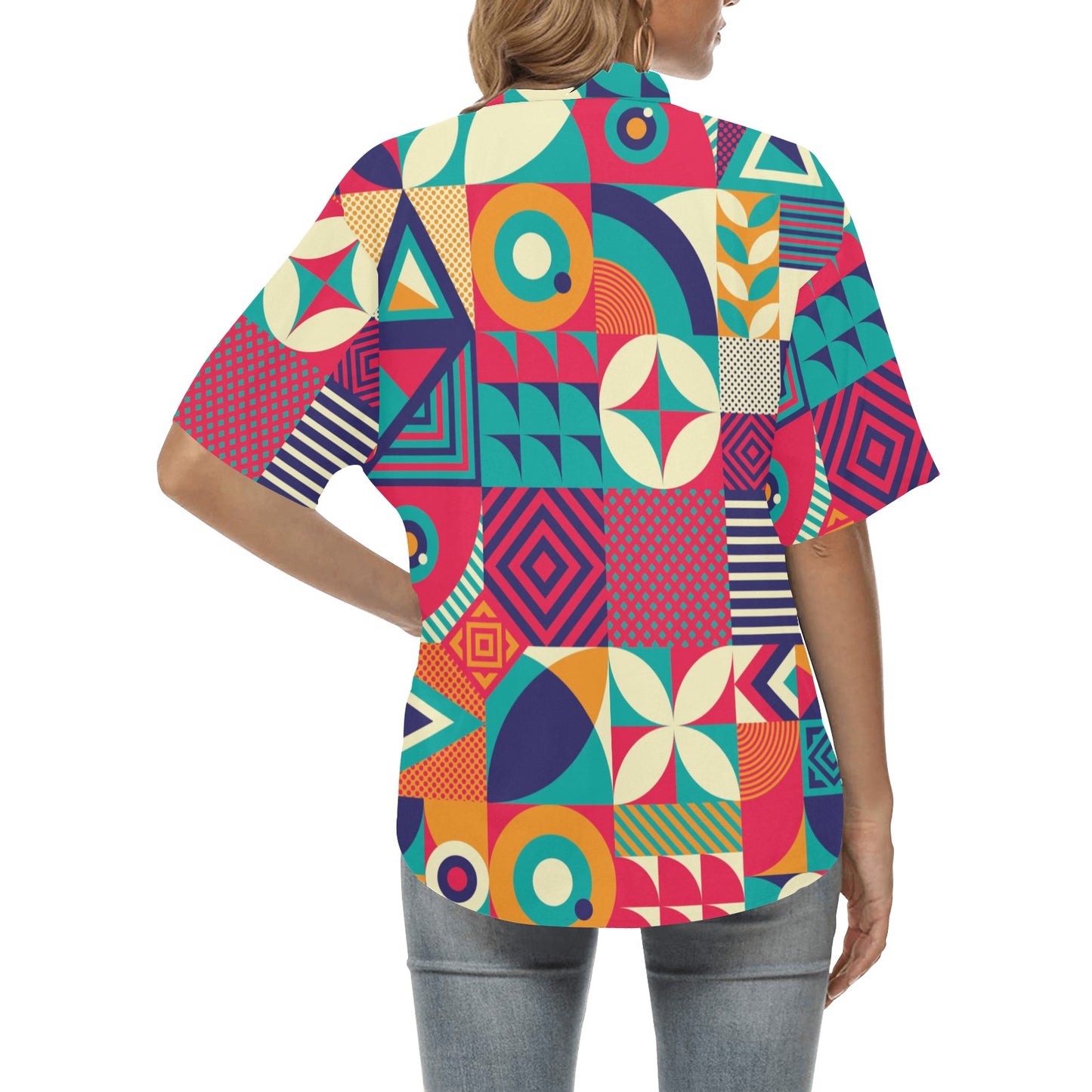 Mosaic Pattern Print Design 03 Women's Hawaiian Shirt