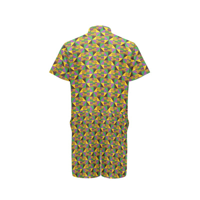 Kente Triangle Design African Print Men's Romper