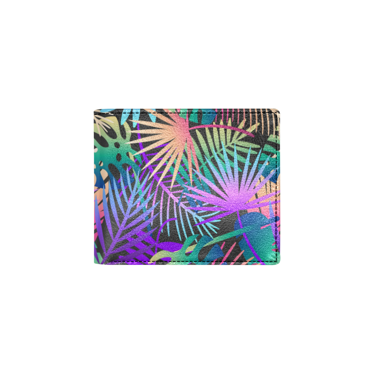 Neon Flower Tropical Palm Leaves Men's ID Card Wallet