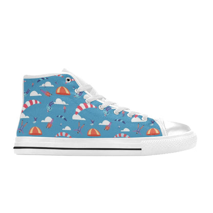 Skydiver Print Design LKS306 High Top Women's White Shoes