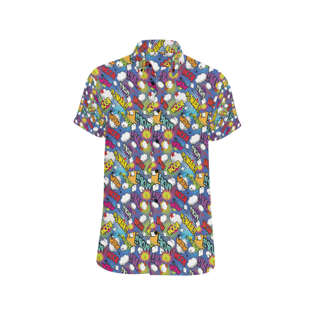 Comic Book Pattern Print Design 02 Men's Short Sleeve Button Up Shirt