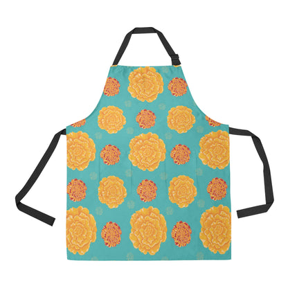 Marigold Pattern Print Design 02 Apron with Pocket