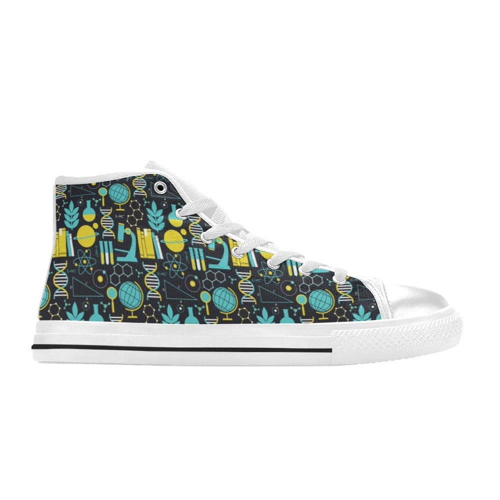 Science Print Design LKS301 High Top Women's White Shoes