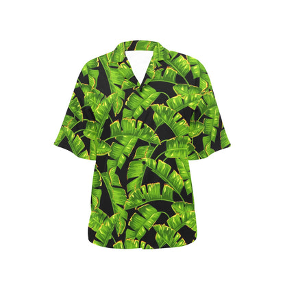 Banana Leaf Pattern Print Design BL06 Women's Hawaiian Shirt