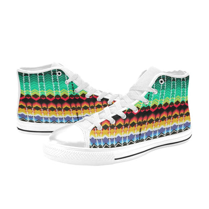 Serape Print Design LKS307 High Top Women's White Shoes