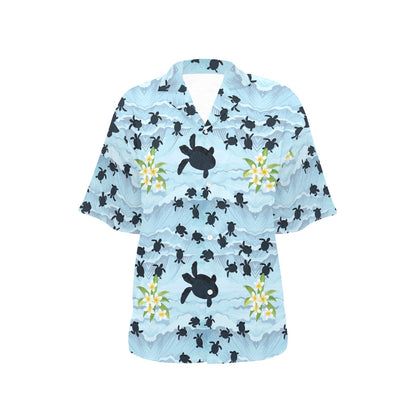 Sea Turtle Pattern Print Design T011 Women's Hawaiian Shirt