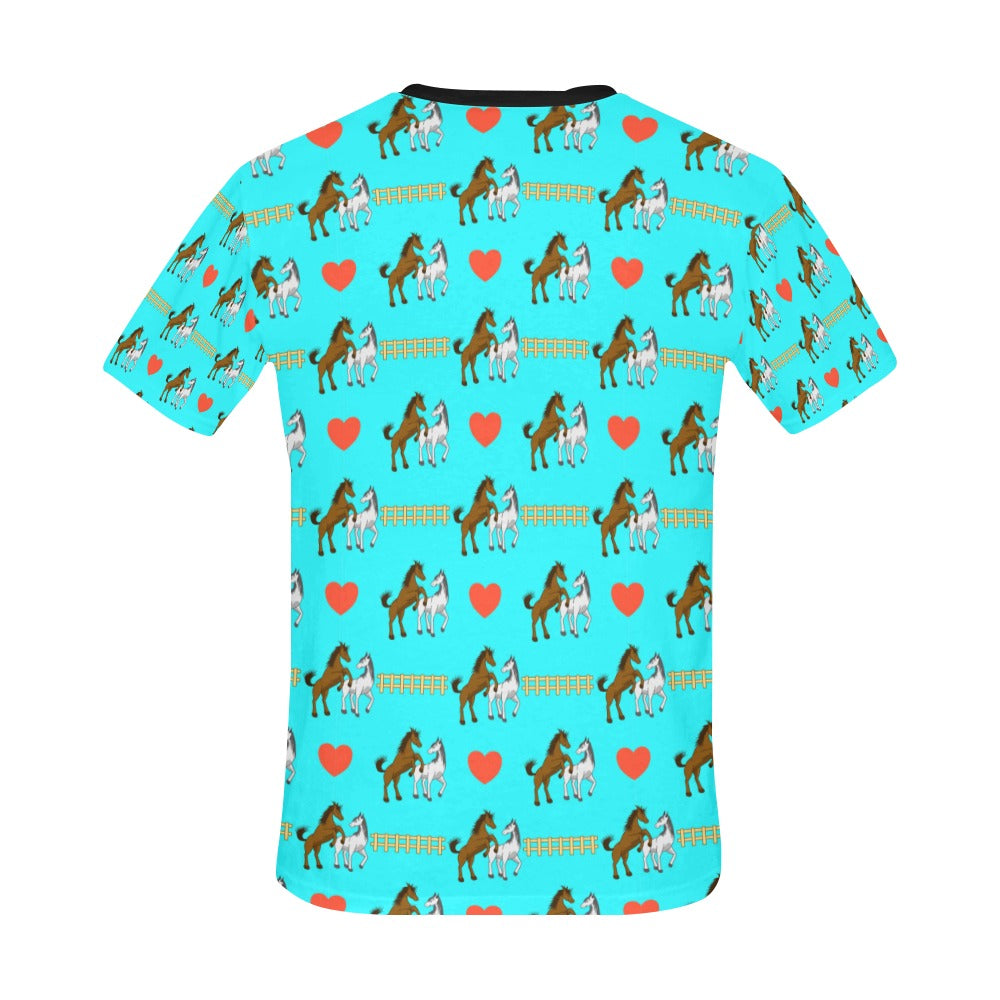 Horse Couple Love Print Design LKS309 Men's All Over Print T-shirt