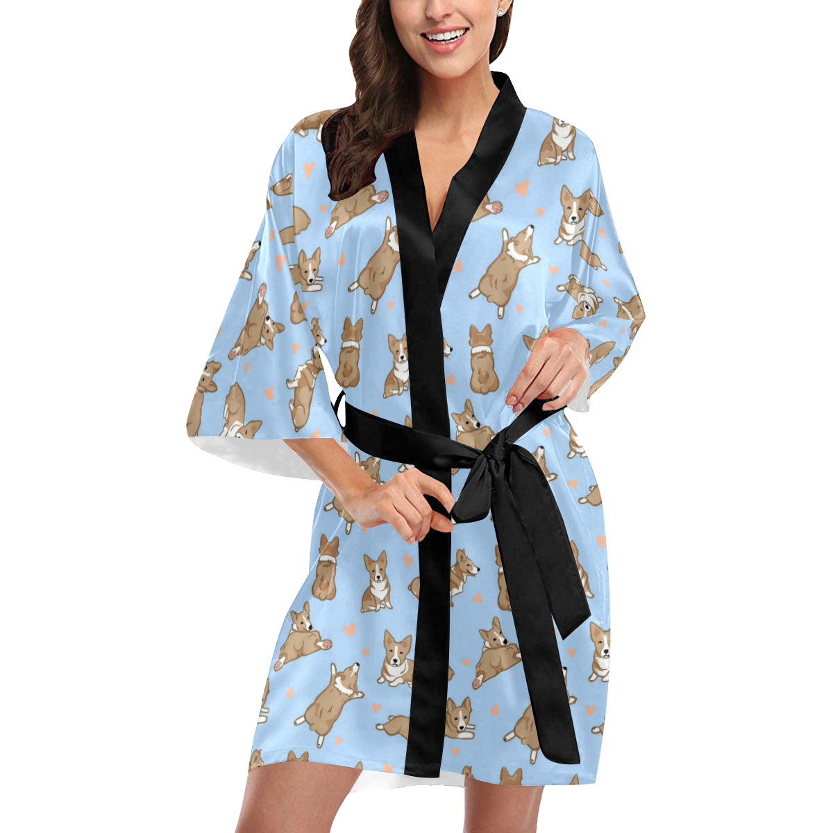 Pembroke Welsh Corgis Pattern Print Design A05 Women's Short Kimono