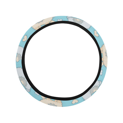 Alpaca Pattern Print Design 06 Steering Wheel Cover with Elastic Edge
