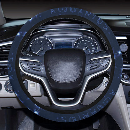 Aquarius Zodiac Pattern Print Design 02 Steering Wheel Cover with Elastic Edge