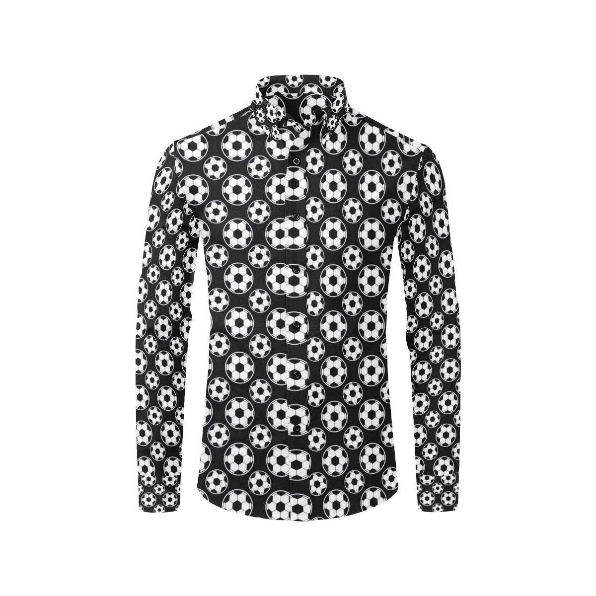 Soccer Ball Black Print Pattern Men's Long Sleeve Shirt