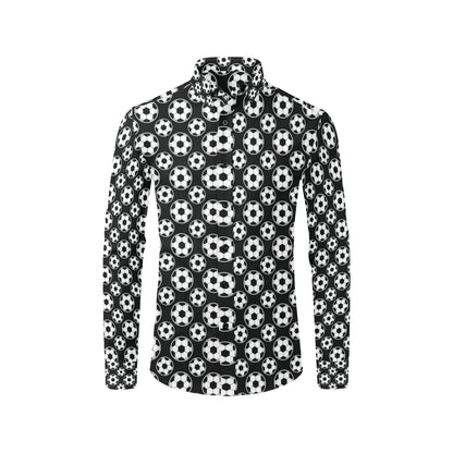 Soccer Ball Black Print Pattern Men's Long Sleeve Shirt