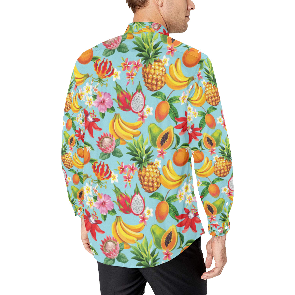 Tropical Fruits Pattern Print Design TF01 Men's Long Sleeve Shirt