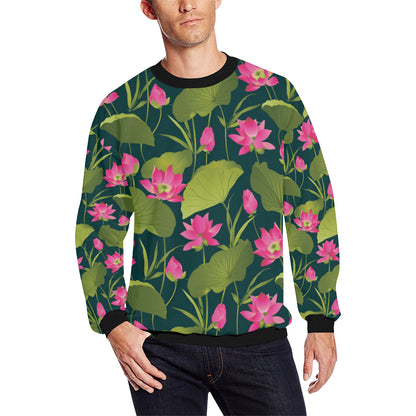 Water Lily Pattern Print Design WL09 Men Long Sleeve Sweatshirt