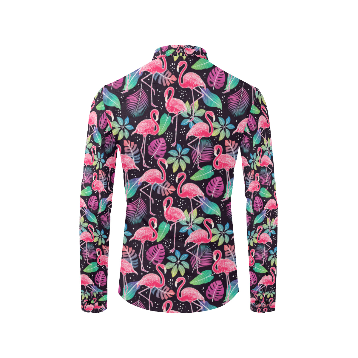Flamingo Tropical leaves Neon Print Men's Long Sleeve Shirt