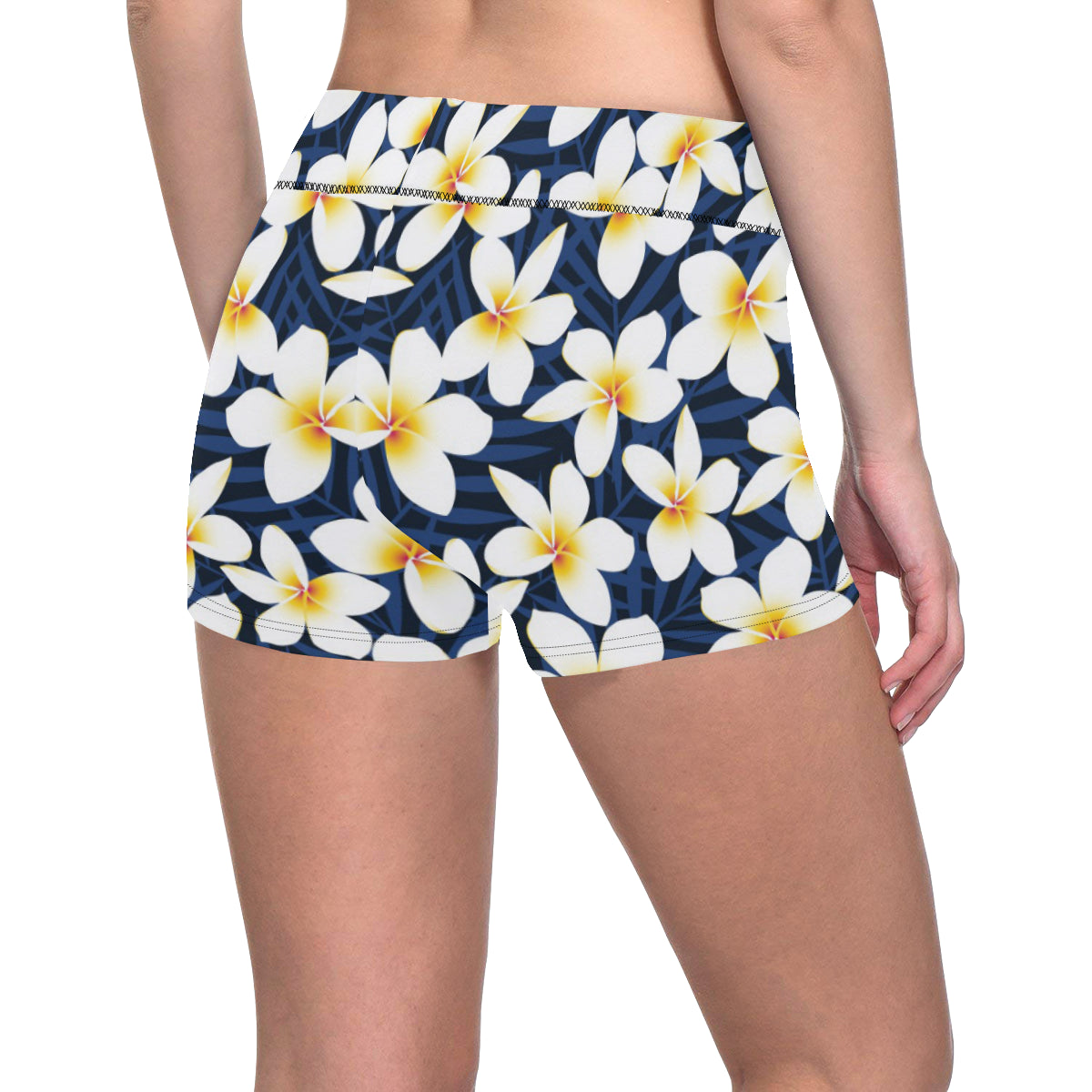 Plumeria Pattern Print Design PM026 Yoga Shorts