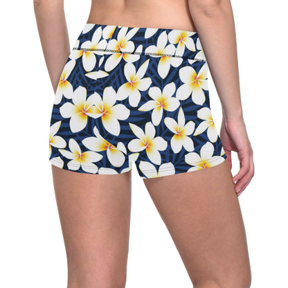 Plumeria Pattern Print Design PM026 Yoga Shorts