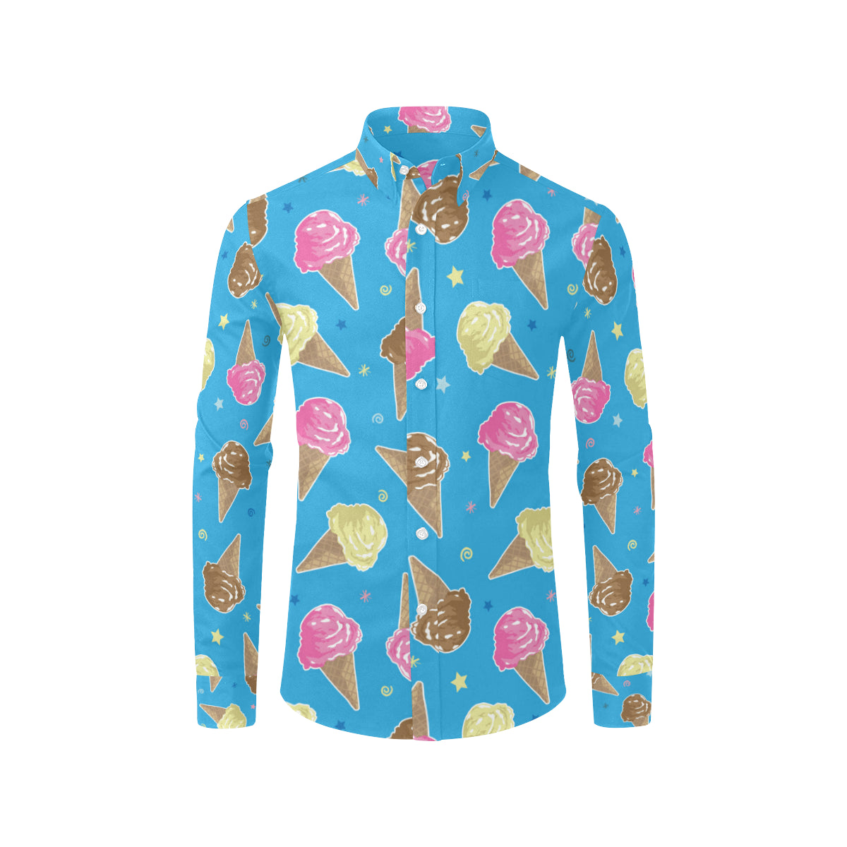 Ice Cream Pattern Print Design 01 Men's Long Sleeve Shirt