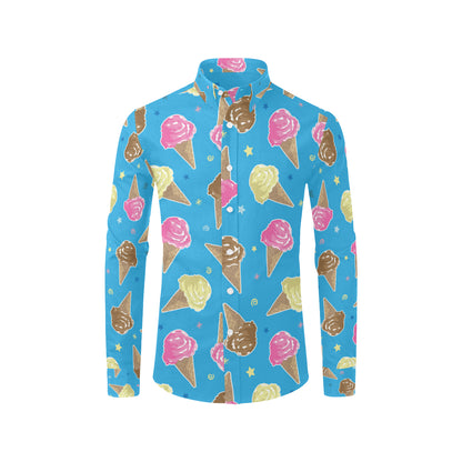 Ice Cream Pattern Print Design 01 Men's Long Sleeve Shirt