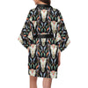 Buffalo Head Boho Style Pattern Print Design 01 Women's Short Kimono