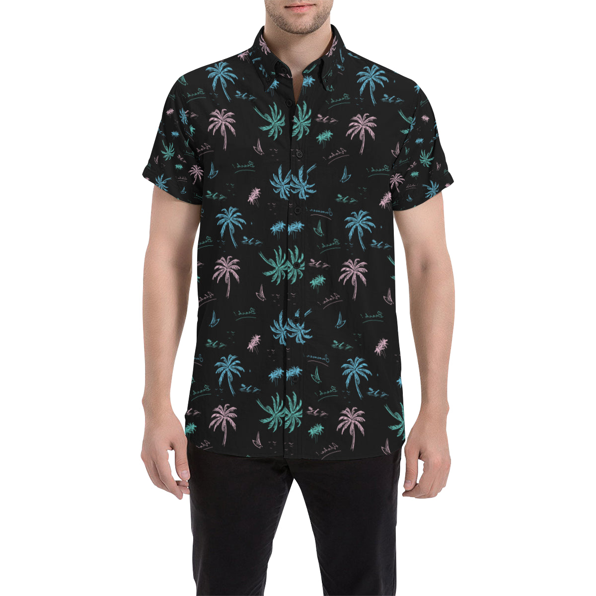Aloha Hawaii Pattern Print Design 03 Men's Short Sleeve Button Up Shirt