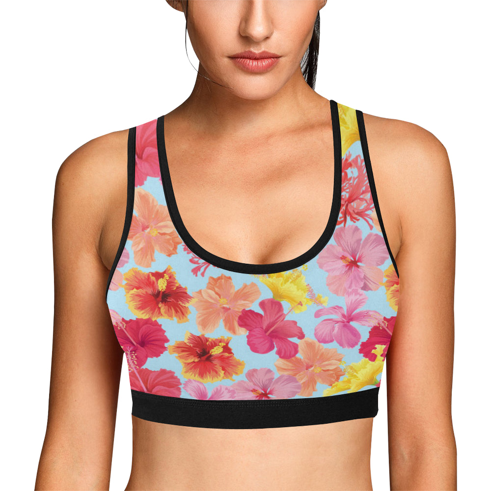 Hibiscus Pattern Print Design HB020 Sports Bra