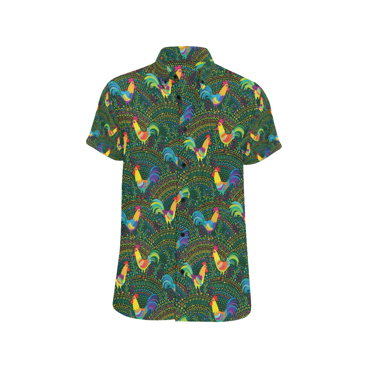 Rooster Pattern Print Design A01 Men's Short Sleeve Button Up Shirt