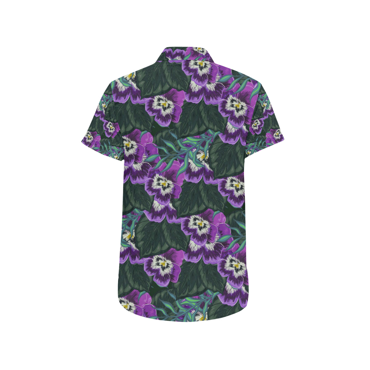 Pansy Pattern Print Design PS07 Men's Short Sleeve Button Up Shirt